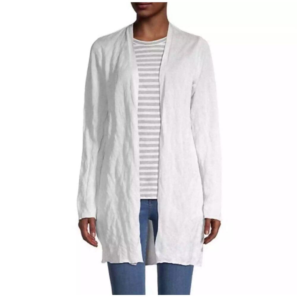 NWT EILEEN FISHER Tencel Ivory Long Open‎ Cardigan Coastal Ethical Minimalist